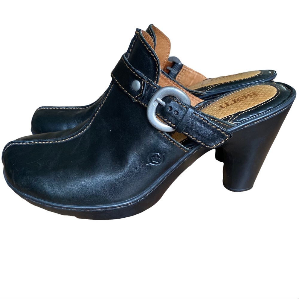 BORN Black Leather Mules size 11